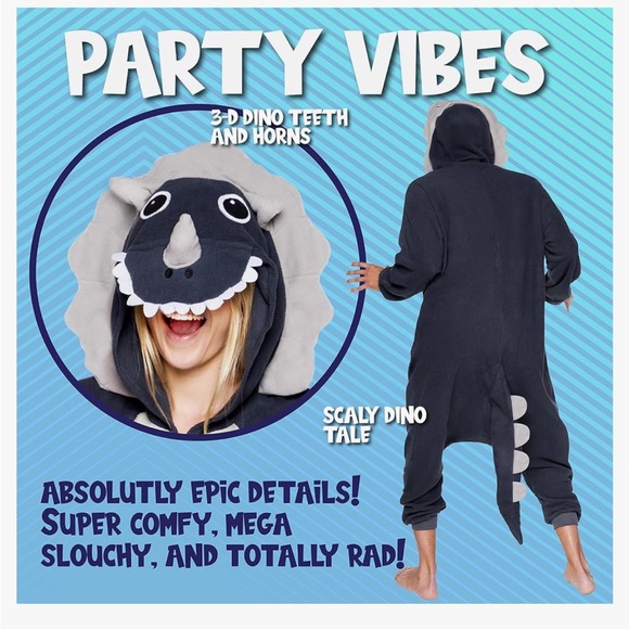 Unisex XXL extra extra large, triceratops dinosaur onesie costume - Picture 8 of 11